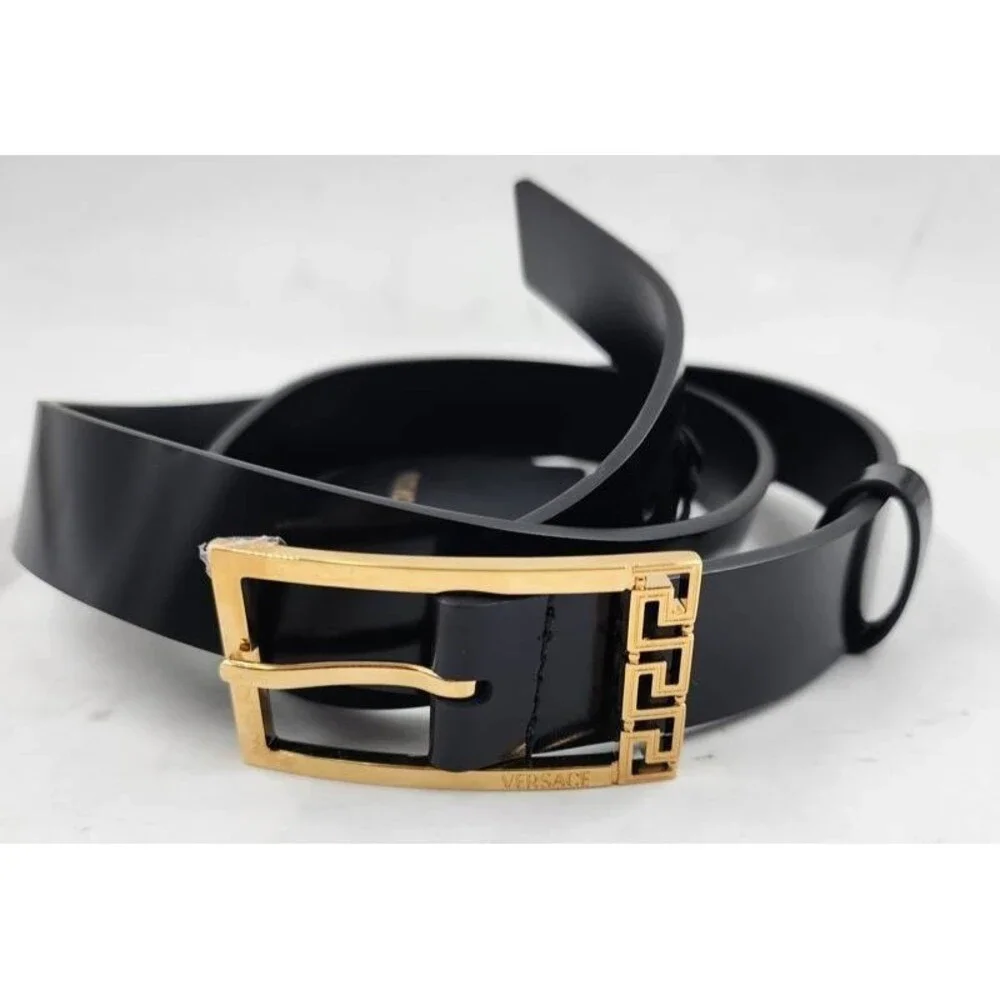 Versace Greca Belt Men's 105/42 Black Buckle Closure